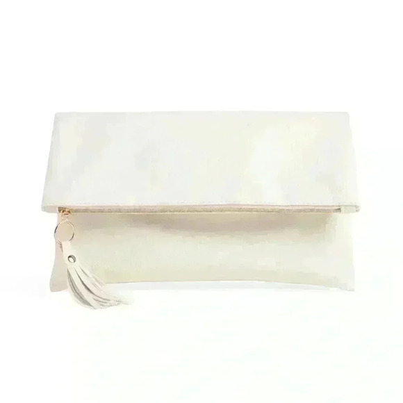 NEW Rachel Miriam Eve Clutch ~ Pebble Leather ~ Winter White - Picture 2 of 11